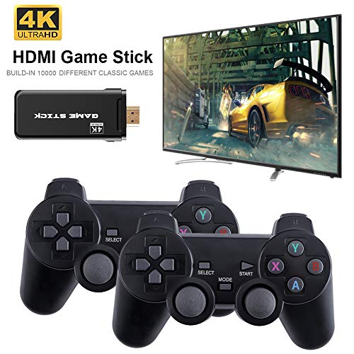 Consola de Videojuegos inalámbrica USB, Consola inalámbrica Game Stick Consola de Videojuegos Controlador Retro Salida HDMI Reproductor Dual Construido en 10000 Juego clásico