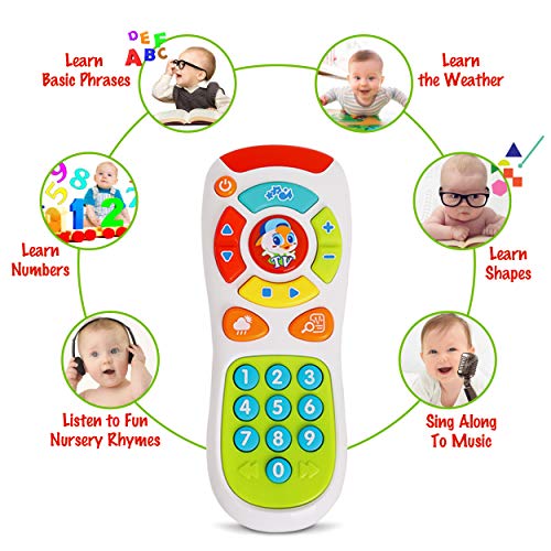 Control Remoto de Bebé – 20 Botones Únicos para Aprender, Reproduce Música para Bebés, Luces Parpadeantes, Actividades de Aprendizaje de Números e Idioma – Para Niños de 6 meses en Adelante