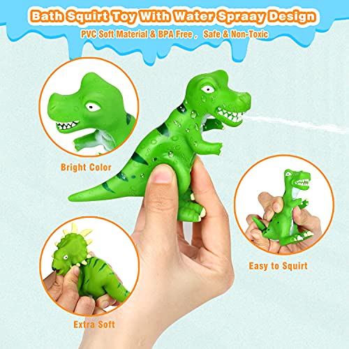 COOJOMMY 10Pcs Juguetes Bañera Bebés, Juguetes de Baño para Bebés Niños con Pistola de Agua y Bolsa de Almacenamiento, Juguetes de Dinosaurios, Juguetes Piscina Playa para Niños