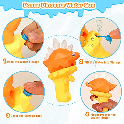 COOJOMMY 10Pcs Juguetes Bañera Bebés, Juguetes de Baño para Bebés Niños con Pistola de Agua y Bolsa de Almacenamiento, Juguetes de Dinosaurios, Juguetes Piscina Playa para Niños