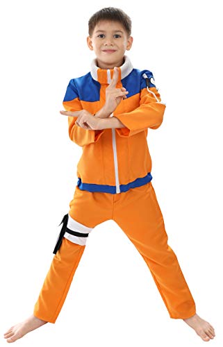 CoolChange Disfraz para niños para los Fans de Naruto | Disfraz Uzumaki de Ninja para niños | Talla: 130