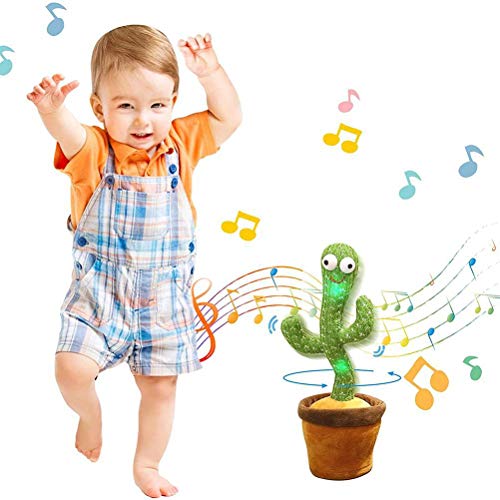 Coolga Juguete de Cactus bailarín Que Repite lo Que Dices, muñeco de Peluche de Cactus bailarín Meneo con 120 Canciones, Canto, Baile, LED electrónicos, Juguetes de Cactus Que Hablan