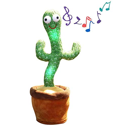 Coolga Juguete de Cactus bailarín Que Repite lo Que Dices, muñeco de Peluche de Cactus bailarín Meneo con 120 Canciones, Canto, Baile, LED electrónicos, Juguetes de Cactus Que Hablan