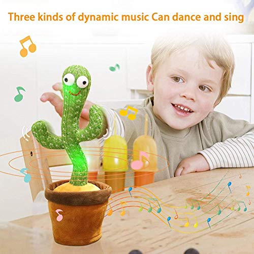 Coolga Juguete de Cactus bailarín Que Repite lo Que Dices, muñeco de Peluche de Cactus bailarín Meneo con 120 Canciones, Canto, Baile, LED electrónicos, Juguetes de Cactus Que Hablan