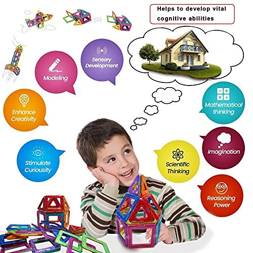 COOLJOY 117 Piezas Bloques de Construcción Magnéticos 3D Bloques Magneticos para Niños Juguetes Creativos y Educativos Sets de Construcción Magnéticas Regalos para Cumpleaños Fiestas Navidad