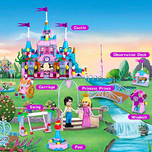 COOLJOY 569PCS Bloques Magneticos, Juguetes Construcciones Magneticas para Niños, Combina 12 Modelos Princesa y Principe con un Total de 25 Estilos de Juguetes de Construcción de Castillos