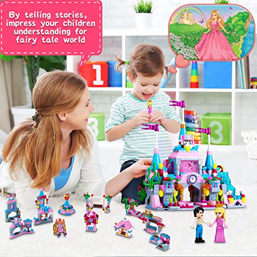 COOLJOY 569PCS Bloques Magneticos, Juguetes Construcciones Magneticas para Niños, Combina 12 Modelos Princesa y Principe con un Total de 25 Estilos de Juguetes de Construcción de Castillos