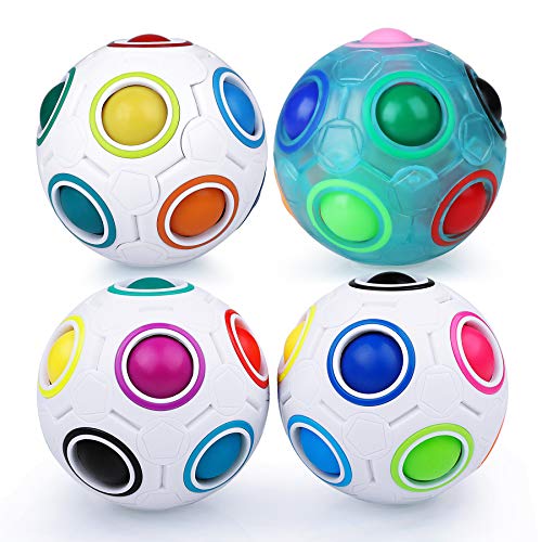 Coolzon Magic Rainbow Ball 3D Puzzle Cube, 2 Pack Bola mágica del Arco Iris Regalo de Juguete Educativo para Niños, 3*Blanco + 1*Azul