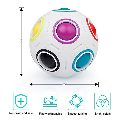 Coolzon Magic Rainbow Ball 3D Puzzle Cube, 2 Pack Bola mágica del Arco Iris Regalo de Juguete Educativo para Niños, Blanco + Blanco