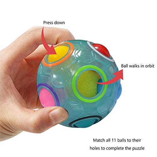 Coolzon Magic Rainbow Ball 3D Puzzle Cube, Bola mágica del Arco Iris Regalo de Juguete Educativo para Niños, Azul