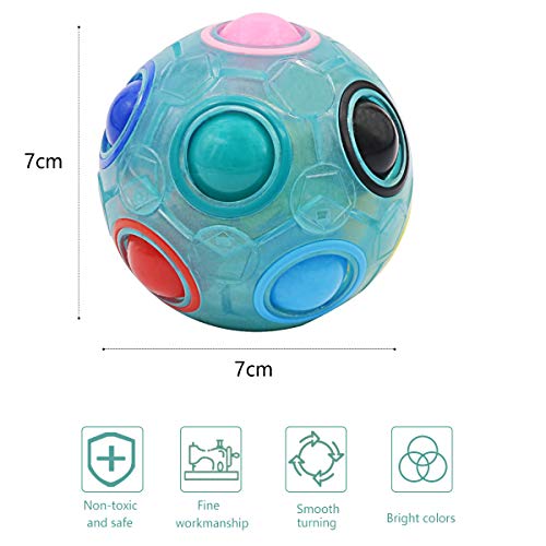 Coolzon Magic Rainbow Ball 3D Puzzle Cube, Bola mágica del Arco Iris Regalo de Juguete Educativo para Niños, Azul