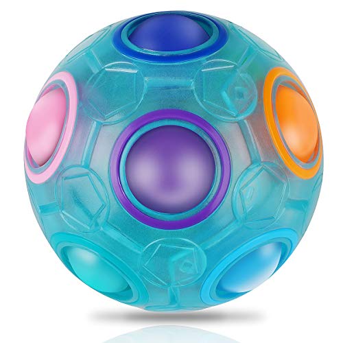 Coolzon Magic Rainbow Ball 3D Puzzle Cube, Bola mágica del Arco Iris Regalo de Juguete Educativo para Niños, Azul