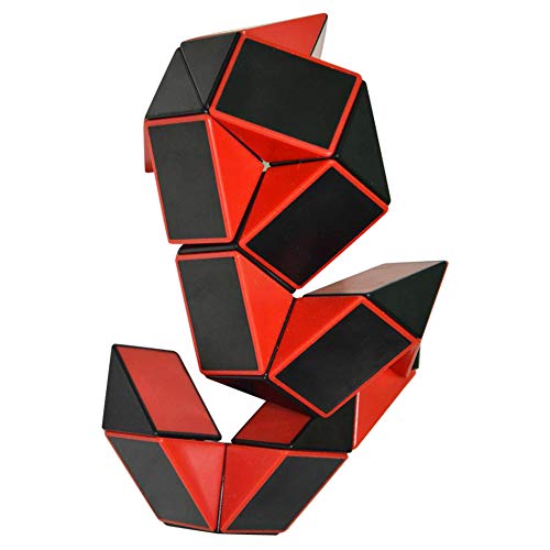 Coolzon® Puzzle de Serpiente Mágica Snake Plegable Rompecabezas Tocer Cubo de 24 Secciones,Negro（Rojo)