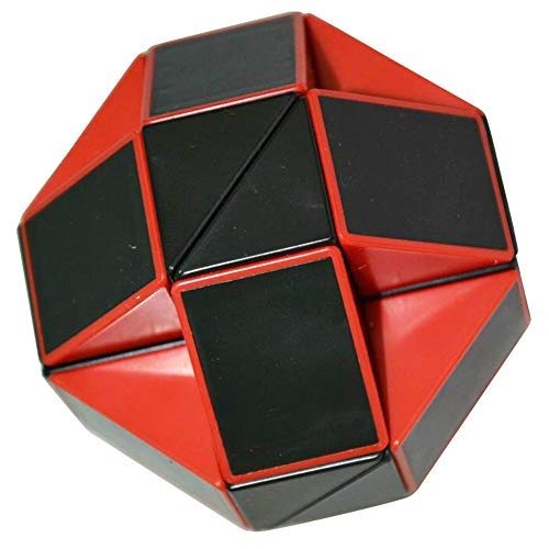 Coolzon® Puzzle de Serpiente Mágica Snake Plegable Rompecabezas Tocer Cubo de 24 Secciones,Negro（Rojo)