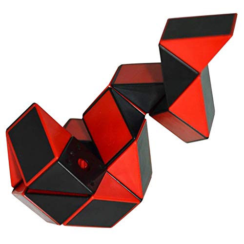 Coolzon® Puzzle de Serpiente Mágica Snake Plegable Rompecabezas Tocer Cubo de 24 Secciones,Negro（Rojo)