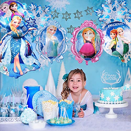 Copo de nieve Decoraciones para fiesta de cumpleaños 10PCS Frozenes Party Decoración de cumpleaños Globos Globo de papel de aluminio Globo de aire Decoración de cumpleaños para niños 18 pulgadas