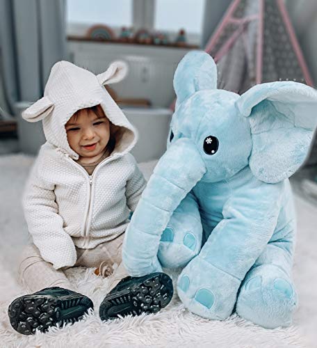 corimori® - Elefant Nio, Peluche XXL Grande de 60 cm para niños pequeños, Mullido y Suave, Calidad de Color Azul.