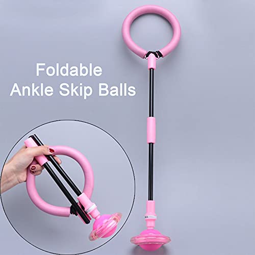 Coriver 2 pelotas deportivas para columpios, pelotas de salto de tobillo plegables con mochilas de almacenamiento, anillo de salto de fitness con brillo intermitente para niños y adultos