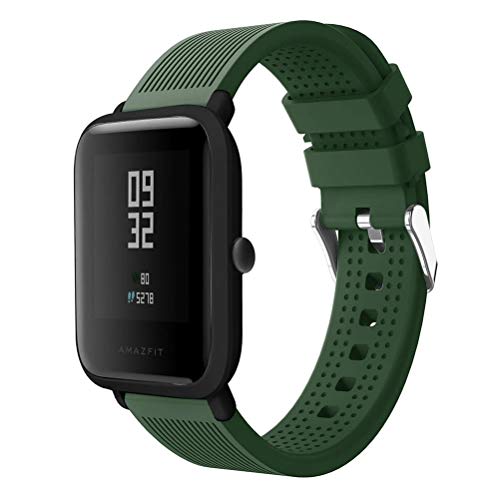 Correas de Relojes, Hanyixue Deporte Suave Silicona Reloj Banda Wirstband Accesorios para Huami Amazfit Bip Watch (Ejército verde)