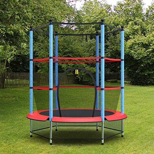 COSTWAY Cama Elástica Infantil Trampolín Jardín 140cm con Red de Seguridad Peso Carga Máximo 50 KG