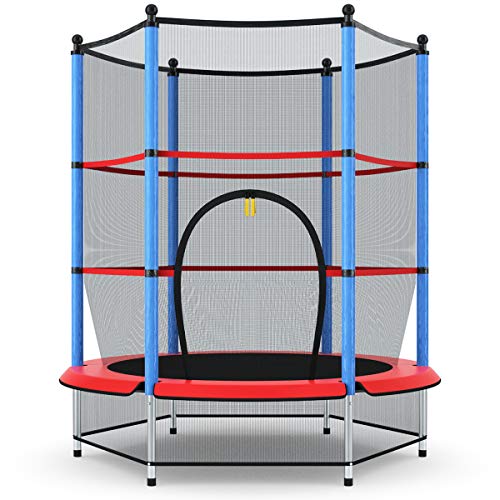 COSTWAY Cama Elástica Infantil Trampolín Jardín 140cm con Red de Seguridad Peso Carga Máximo 50 KG