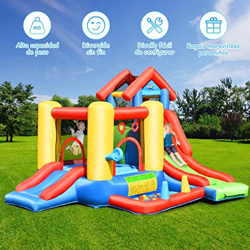 COSTWAY Castillo Hinchable con Tobogán Castillo Inflable de Jugego con 30 Bolas para Niños 356 x 289 x 233 cm Sin Soplador