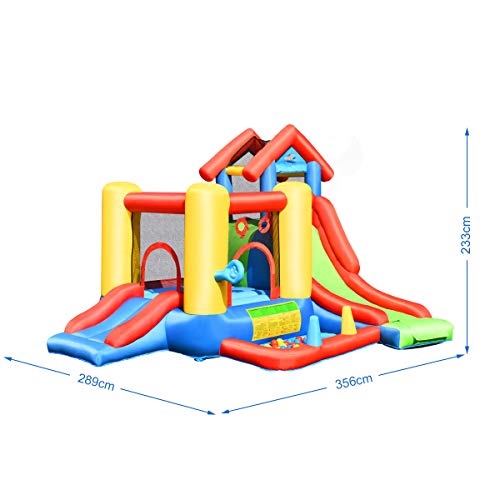 COSTWAY Castillo Hinchable con Tobogán Castillo Inflable de Jugego con 30 Bolas para Niños 356 x 289 x 233 cm Sin Soplador