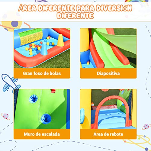 COSTWAY Castillo Hinchable con Tobogán Castillo Inflable de Jugego con 30 Bolas para Niños 356 x 289 x 233 cm Sin Soplador