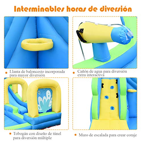 COSTWAY Castillo Hinchable para Niños con Tobogán Acuático 478x 366x242centímetros Infantil Castillo Inflable Sin Soplador