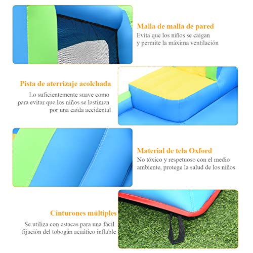 COSTWAY Castillo Hinchable para Niños con Tobogán Acuático 478x 366x242centímetros Infantil Castillo Inflable Sin Soplador