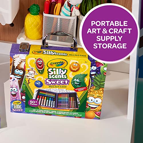 Crayola-04-0015 Silly Scents Mini Art Kit, Caja Artística de Rotuladores y Lápices Perfumados, Multicolor, Juego de 50 Piezas (04-0015)