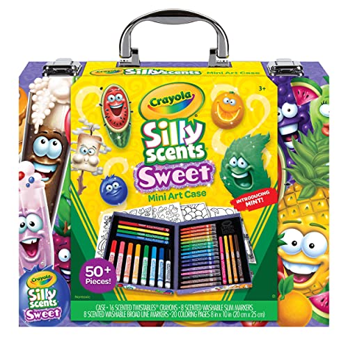 Crayola-04-0015 Silly Scents Mini Art Kit, Caja Artística de Rotuladores y Lápices Perfumados, Multicolor, Juego de 50 Piezas (04-0015)