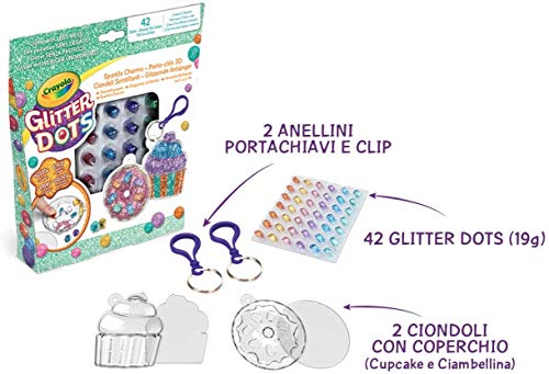 CRAYOLA- Glitter Dots-Llaveros con Charms de Pastelitos (04-1084)