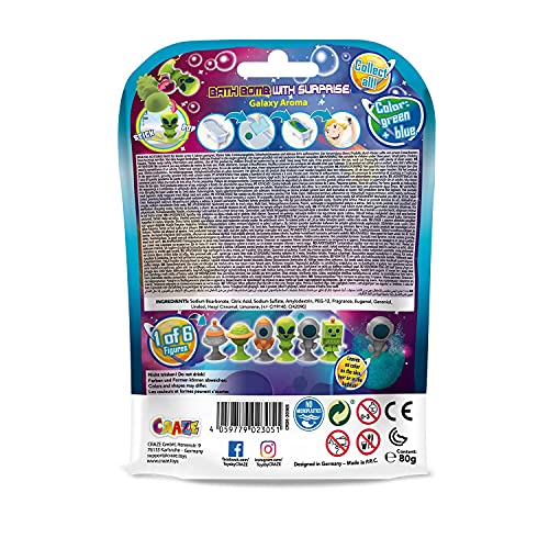 CRAZE- Bomba Infantil del Espacio con Juguete Regalo figurita Ventosa. Sales de Baño Espumosas para Bañera o Piscina de Niños con Olor Sorpresa, Multicolor (23051)