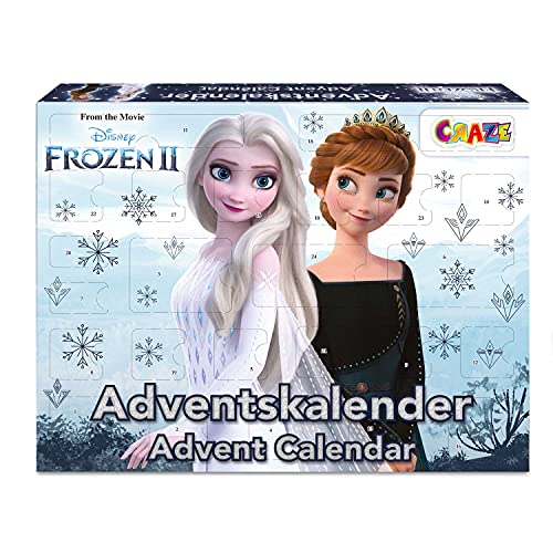 CRAZE Calendario adviento Frozen 2- Calendario de navidad Disney Original 2021 con juguetes y material escolar para niños y niñas. Elsa y Ana