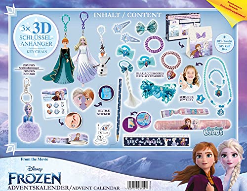 CRAZE Calendario adviento Frozen 2- Calendario de navidad Disney Original 2021 con juguetes y material escolar para niños y niñas. Elsa y Ana