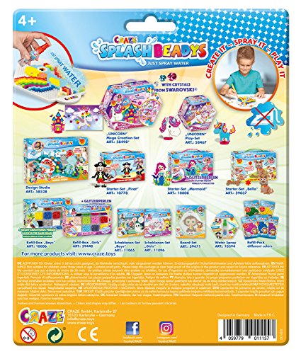 CRAZE- Cuentas de fusibles Fuse Beads Splash BEADYS Pin único con Almohadilla de Recogida Pinzas de Agarre 11157, Multicolor , color/modelo surtido