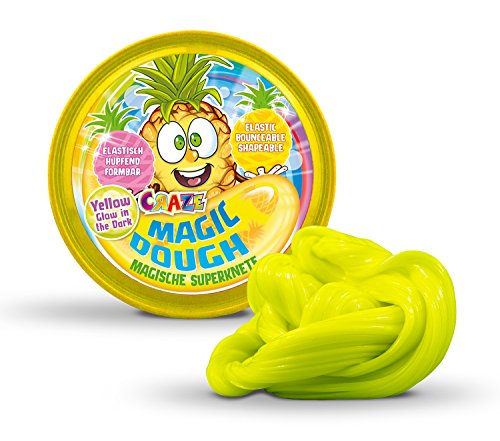 CRAZE- Intelligente Superknete für Kinder Magic Dough Inteligente Que Brilla Arcilla 80g piña Amarilla en estaño Que Brillan en la Oscuridad Noctilucent 12857, Individual, Color Resplandor