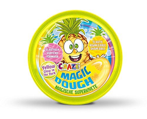 CRAZE- Intelligente Superknete für Kinder Magic Dough Inteligente Que Brilla Arcilla 80g piña Amarilla en estaño Que Brillan en la Oscuridad Noctilucent 12857, Individual, Color Resplandor