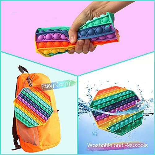 CRAZYCHIC - Pop It Gigante Con Dados Fidget Toys - Popit XXL Grande Push Bubble Juguetes Niños Barato - Juegos Antiestres Dice Game Hijos Adultos - Burbujas Multicolor Arco Iris Regalo - Mariposa Rosa