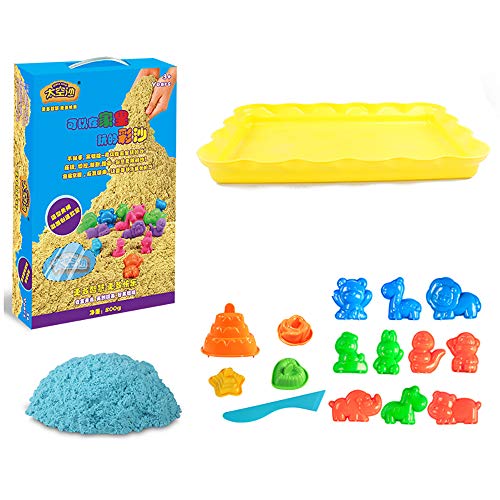 Creative Kids Play Sand Activity Kit Magic Ultra-Light Clay Toy DIY Sensory Sand Set Boys & Girls Gift 3+,Azul,B