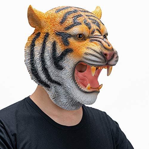 CreepyParty Máscara de Tigre Máscaras de Cabeza de Animal de Látex Realistas para Halloween Desfile de Carnaval Fiesta de Disfraces