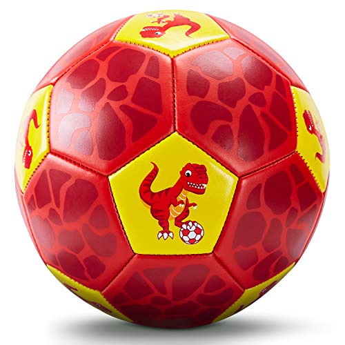 CubicFun Balon Futbol Niños Tamaño 3, Balon de Futbol de Dinosaurio Balón de Fútbol Entrenamiento Pelota Futbol Juguetes Niños 3 4 5 6 7 años, Balon Futbol con Bomba y Bolsa de Malla