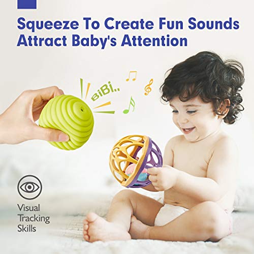 CubicFun Bolas Sensoriales para Bebés Juguetes Bebe 6 Meses a 1 año Multi Textura Pelota Sonajeros Bebe Infantil Pelotas de Masaje Mordedor sin BPA con Sonido, 7 Piezas