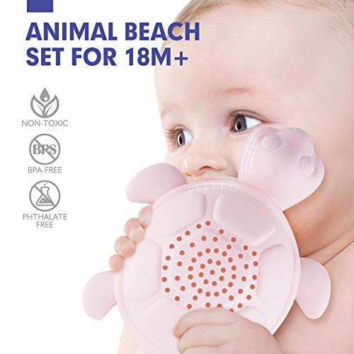 CubicFun Juguetes Playa Niños Bebe Conjunto de Juguetes Arena para la Playa Moldes de Animales Set Playa Juguetes Bañera Agua, Juguetes de Baño y Nieve 7 Piezas