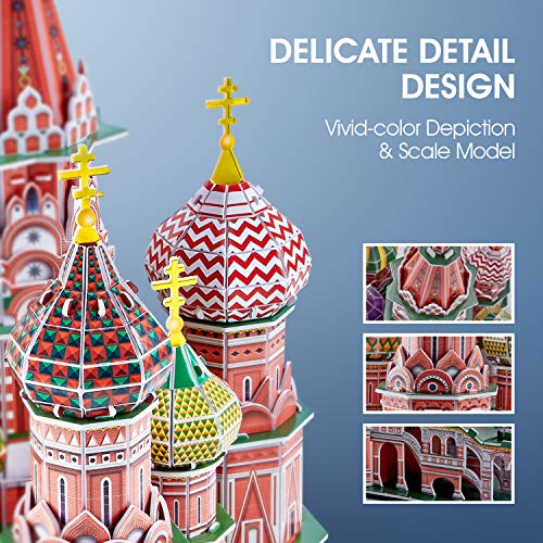 CubicFun Puzzle 3D LED Catedral de San Basilio Rusia Arquitectura Kit de Construcción Modelo, Decoración y Regalo para Adultos y Niños, 224 Piezas