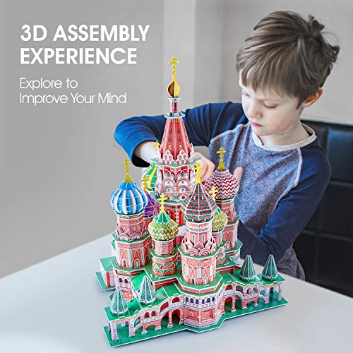 CubicFun Puzzle 3D LED Catedral de San Basilio Rusia Arquitectura Kit de Construcción Modelo, Decoración y Regalo para Adultos y Niños, 224 Piezas