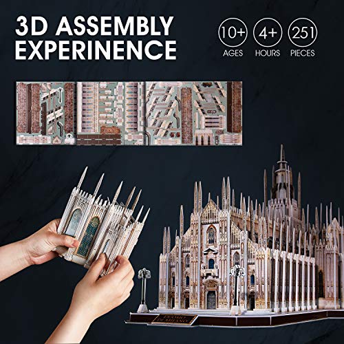 CubicFun Puzzles 3D Italia Duomo di Milano Arquitecturas Kits de construcción de Modelos Catedral entrelazada Regalo de Recuerdo para Adultos y niños, 251 Piezas