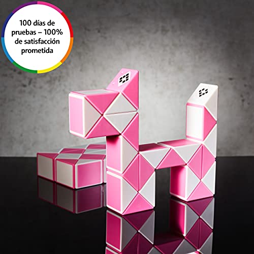 CUBIDI Serpiente mágica con Bloques, Juegos de Rompecabezas, cumpleaños, pequeños obsequios para Unisex Adultos Rosa 24