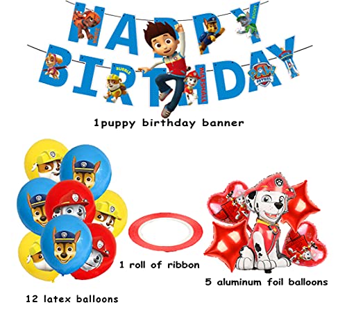 Cumpleaños Paw Dog Patrol Decoracion Globos Paw Dog Patrol Globos de Aluminio Pancarta de Feliz Cumpleaños de Patrulla Canina